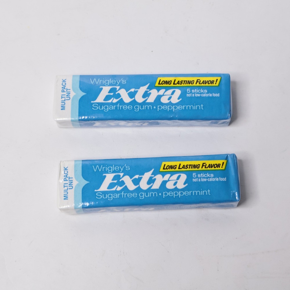 Vintage 80s Wrigley's Extra Peppermint Sugarfree Gum 2 Packs Movie Prop VTG NOS